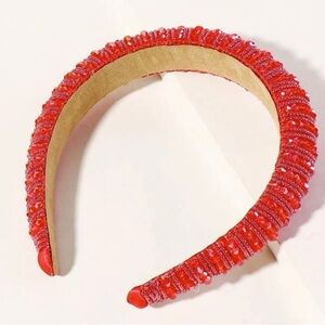 Women’s Elegant Red Beaded Headband